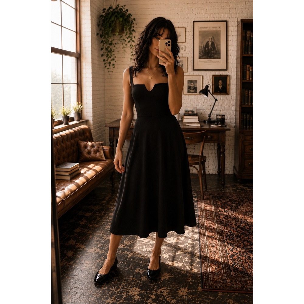Reformation Zarina Midi Dress Black Size XS